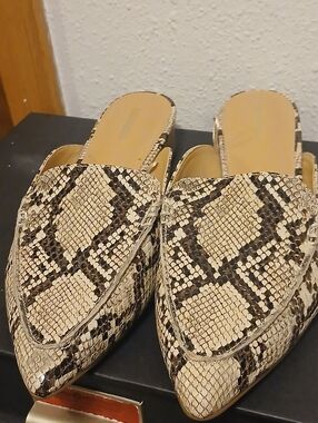 Express Snakeskin Print Pointed Toe Mules - Women's size 8.5-Neutral Python(NWT)